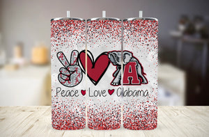 Peace, Love, Alabama Tumbler