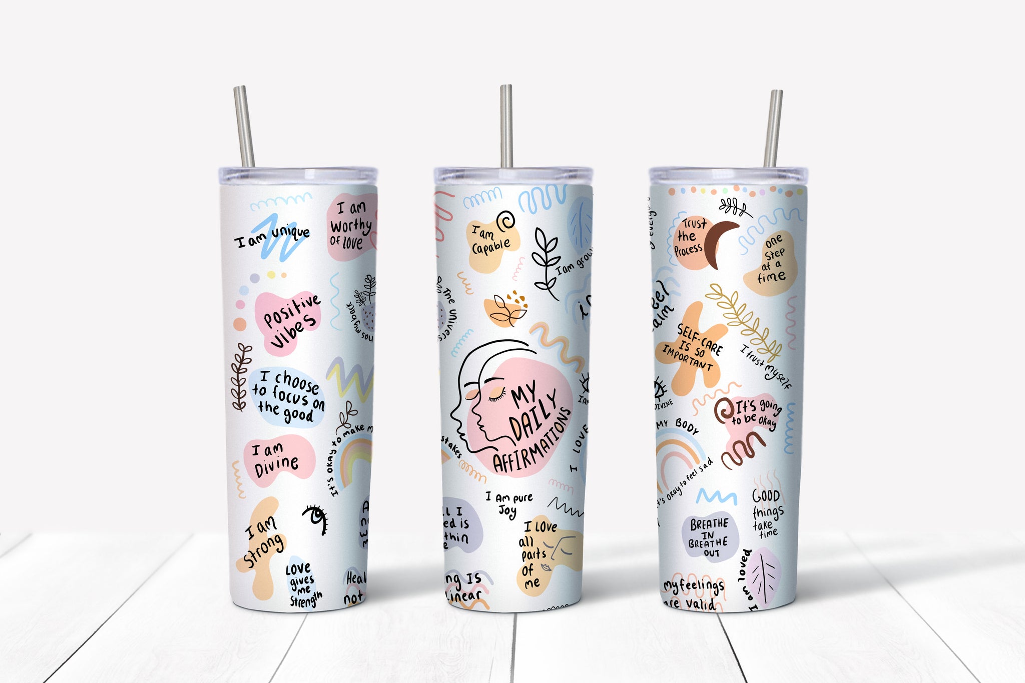 Personalized Affirmations Skinny Tumbler with lid and straw – OhSoColorful  Co.